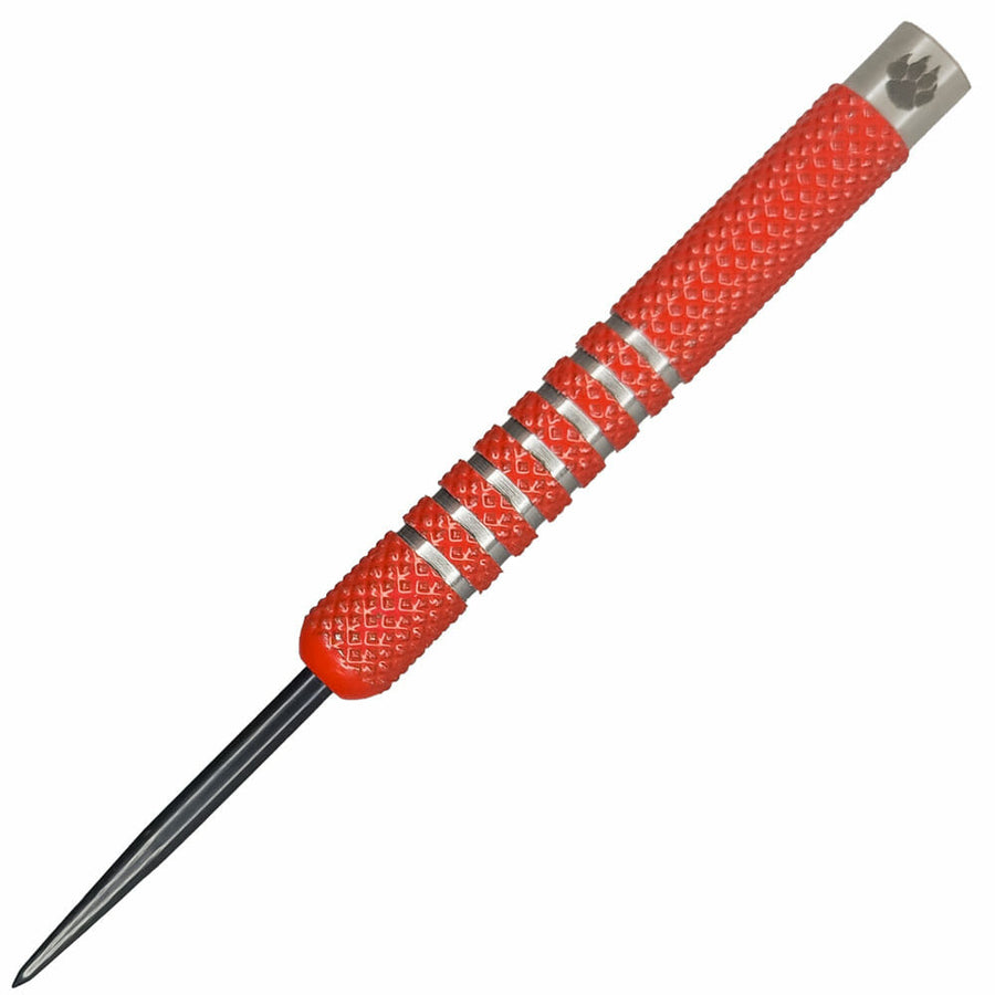 Cougar Steel Tip Dart, red barrel close-up showing knurled and grooved grip