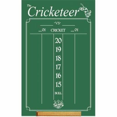 Chalk scoreboard with built-in wooden chalk tray, 23.5 by 15.5 inches.