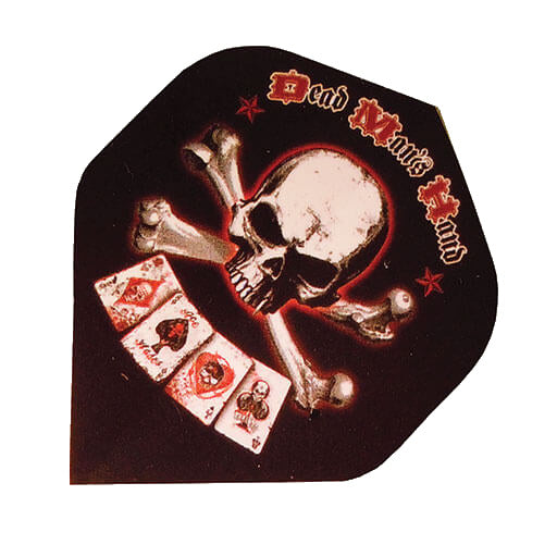 Alchemy Flights dart flight with a skull and crossbones graphic on black background