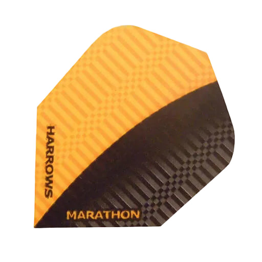 Harrow Flight dart flight in half black and half yellow with checkered print and stripes