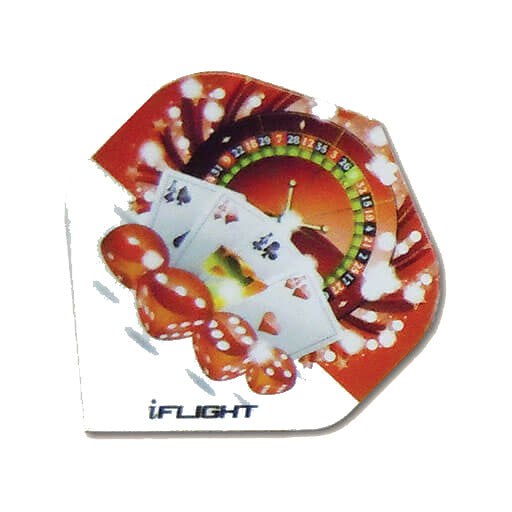 I-Flights dart flight, red and white background with casino theme