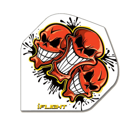 I-Flights dart flight, white with red skull graphic