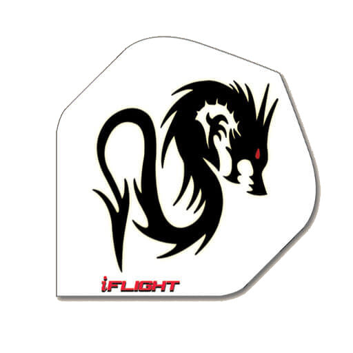 I-Flight dart flight, white with black dragon print
