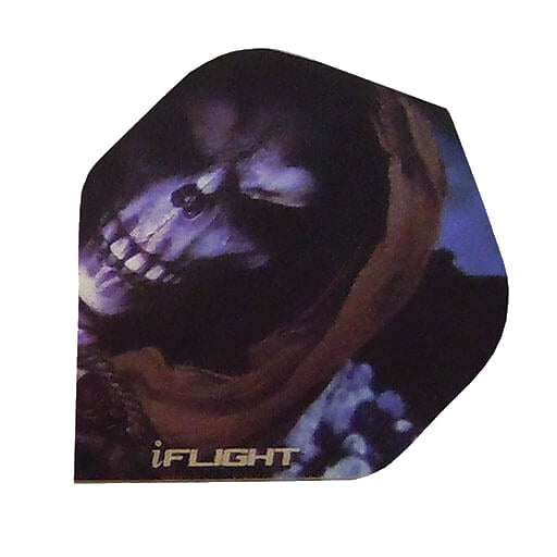 I-Flight dart flight, skull with maroon hood print