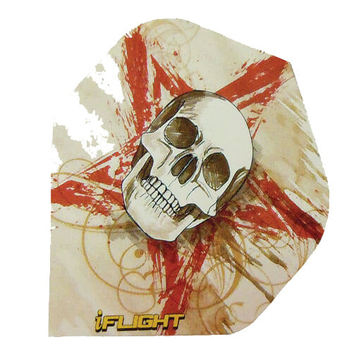 I-Flight dart flight, off-white with red star and skull print