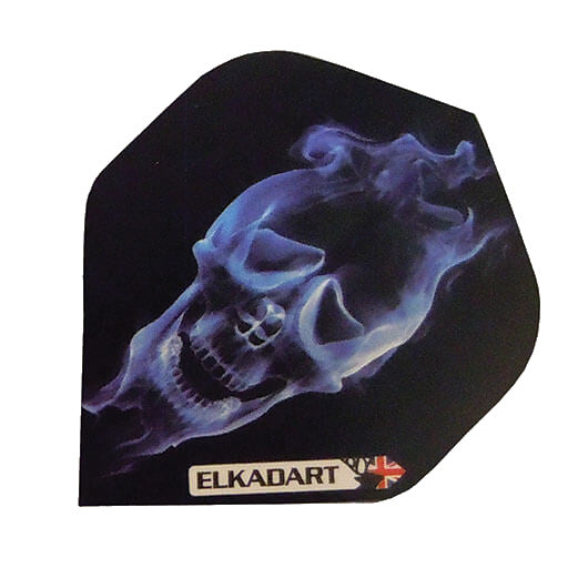 I-Flight dart flight, black with blue smoke skull print