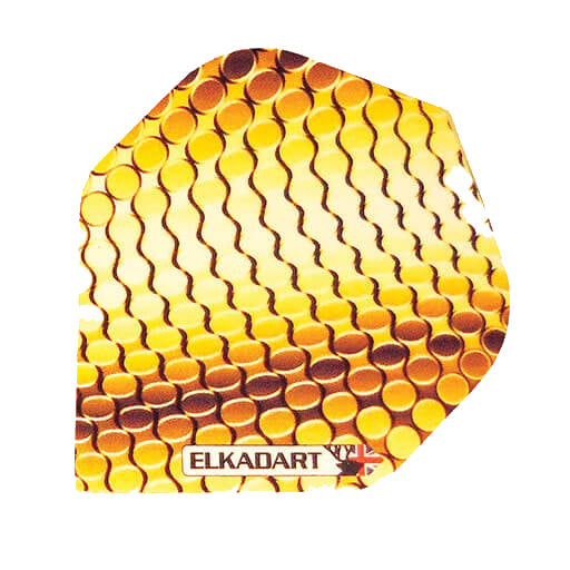 I-Flights dart flight in a yellow and copper honeycomb print