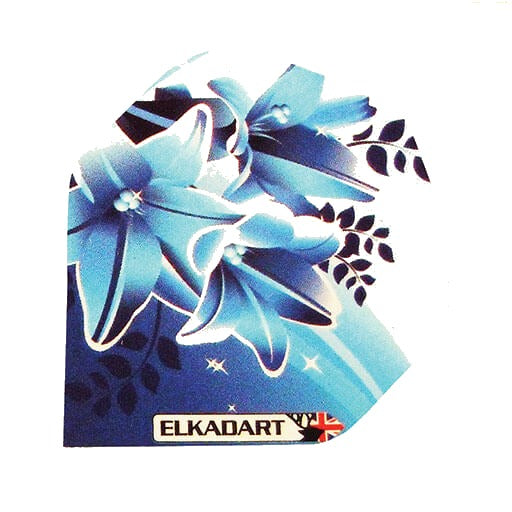 I-Flights dart flight with blue floral print on white background