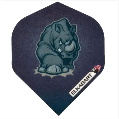 I-Flights dart flight with a rhino graphic on dark blue background