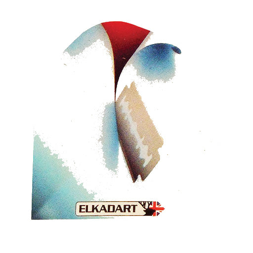 I-Flights dart flight with a razor blade graphic on white and red background