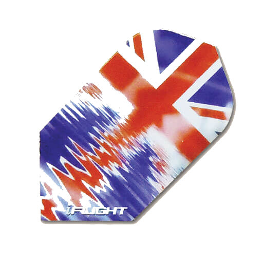 I-Flights dart flight with a British flag print over rippled water