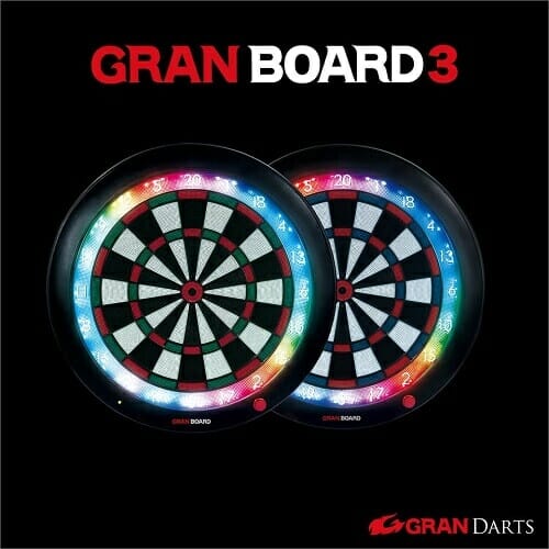 GranBoard3s electronic dartboard with LED lighting, front view