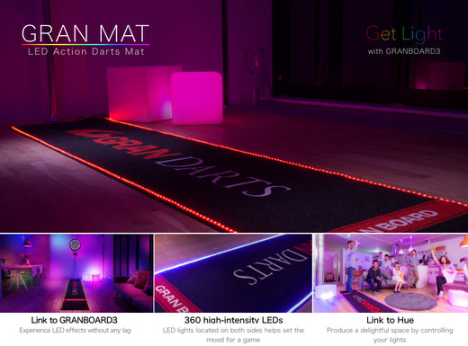 Gran Darts LED Mat lighting up at the throw line