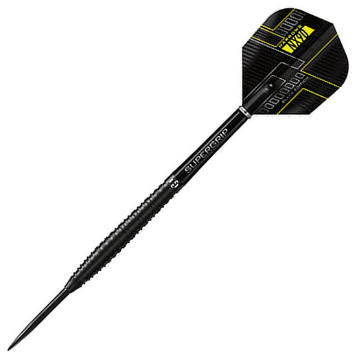 Harrows NX90 Black Edition steel tip dart with black SUPERGRIP shaft and NX90 flight
