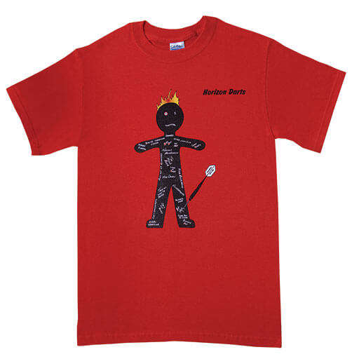 Red Horizon Darts Voodoo Doll t-shirt, back view showing the graphic