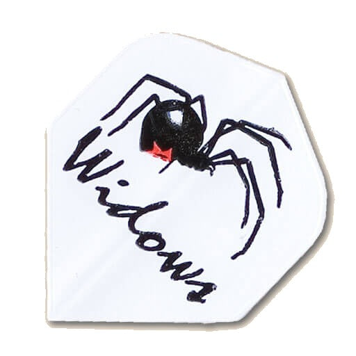 Laserdart Flights LF2, white background with black widow design