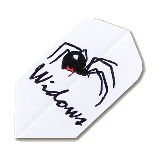 Laserdart Flights LF52, white background with black widow design
