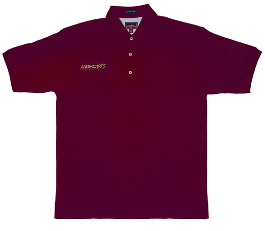 Burgundy Laserdarts Logo polo shirt with embroidered left breast logo