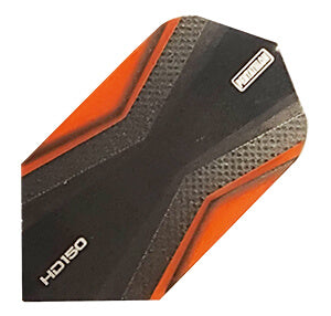 150 Micron Flights in black and orange