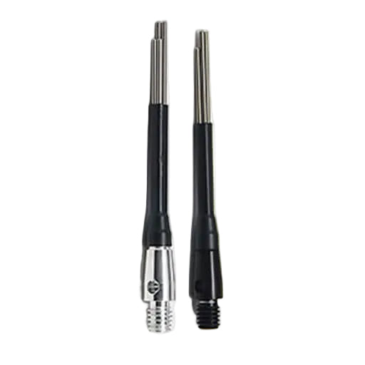 Spider Leg Shafts, four-wire dart shaft with heat-shrink sleeve in black or silver