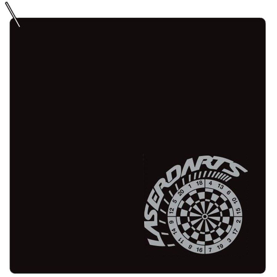 Black Laserdarts microfiber towel with silver dartboard print