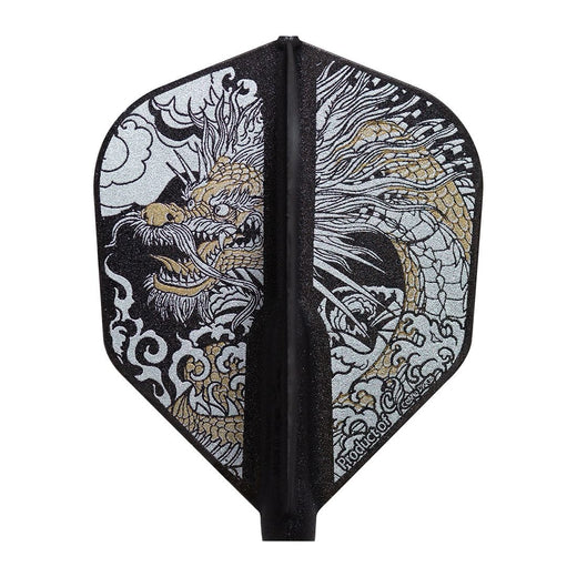Cosmo Fit Flight Signature Dragon Emperor dart flight, black with silver and gold dragon design