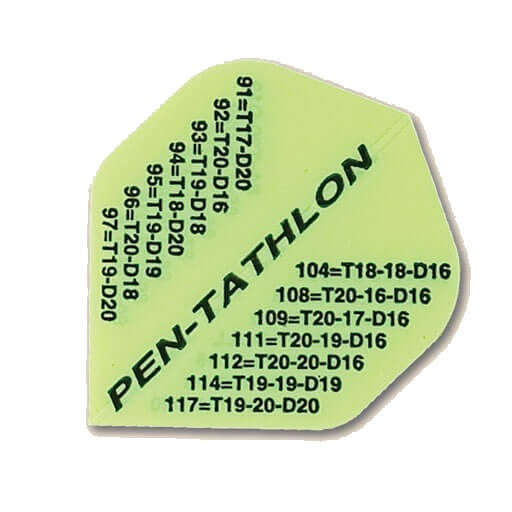 Pentathlon Flights X022, neon green background with black lettering