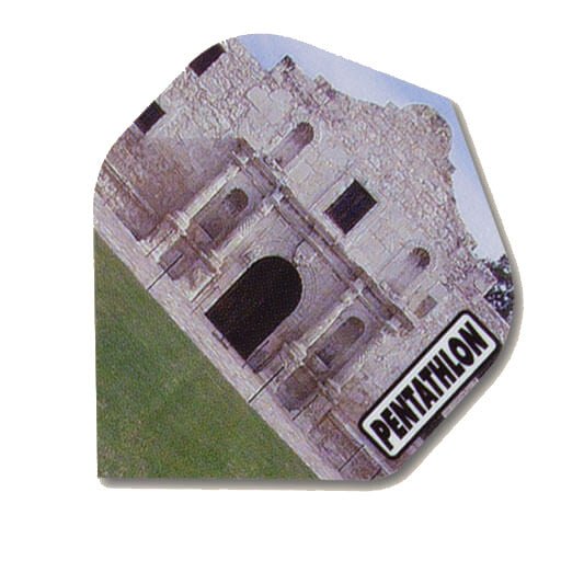 Pentathlon Flights dart flight in an Alamo mission print