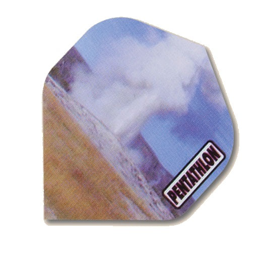 Pentathlon Flights dart flight in a Yellowstone Old Faithful print