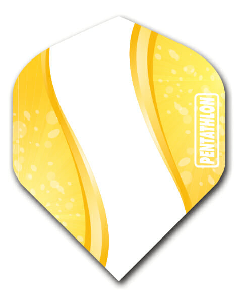 Pentathlon dart flight in yellow and white