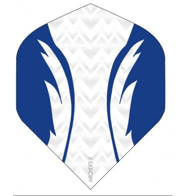 Archers X dart flight in blue and white