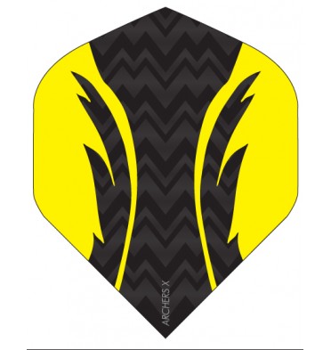 Archers X dart flight in black and yellow with a matte black design