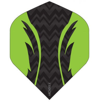 Archers X dart flight in green and black with a matte black design
