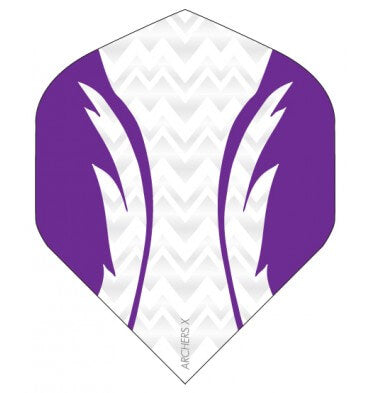 Archers X dart flight in purple and white