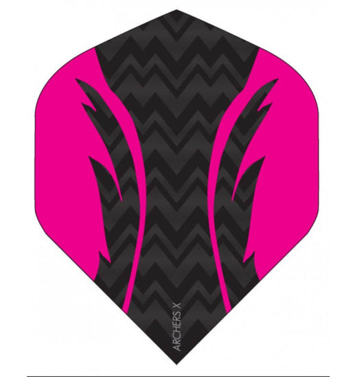 Archers X dart flight in black and pink with a matte black design