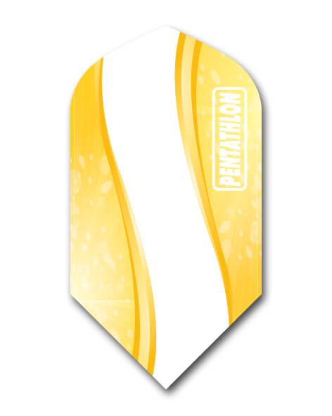 Pentathlon dart flight in yellow and white