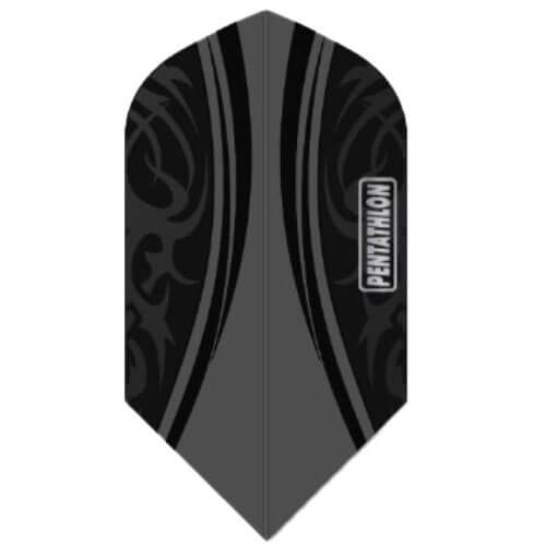 Pentathlon dart flight, black with matte black tribal design