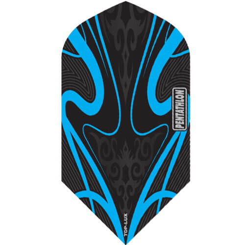 Pentathlon Flights, aqua and black design