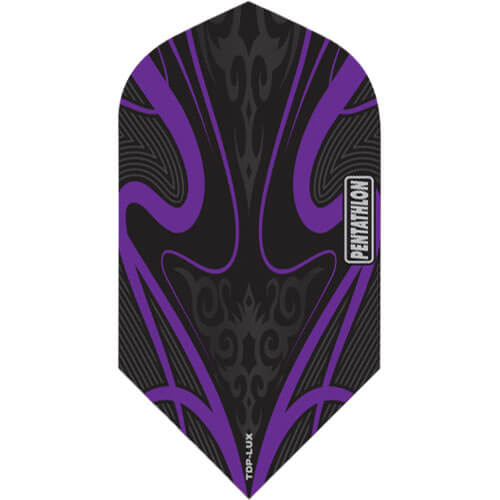 Pentathlon Flights, purple and black design