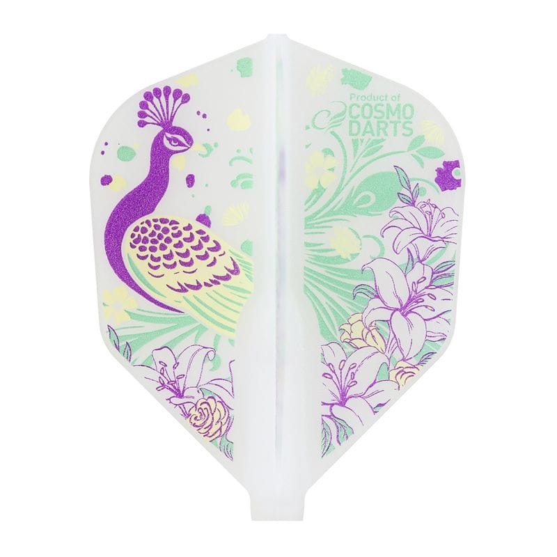 Yumiko Sugime signature Shape dart flight, natural color with peacock and floral print